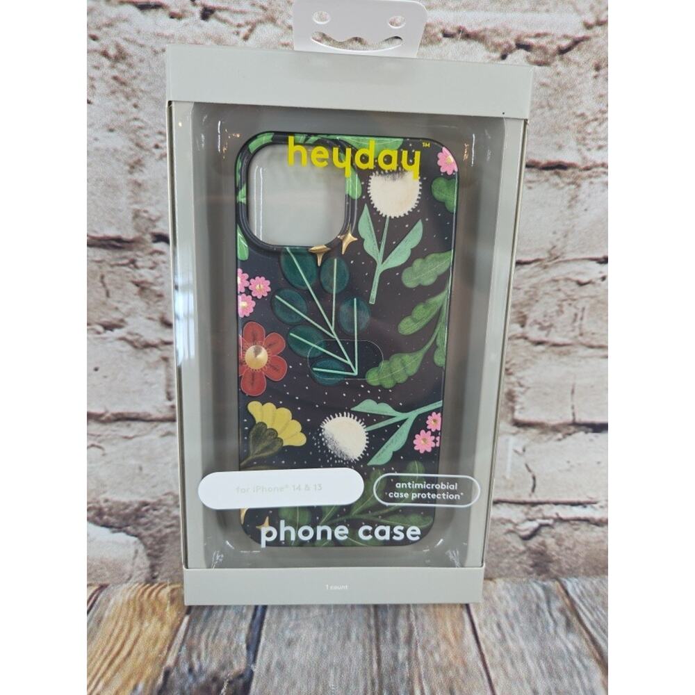 Heyday HardShell Phone Case for iPhone 14 F 13 Floral Black Antimicrobial